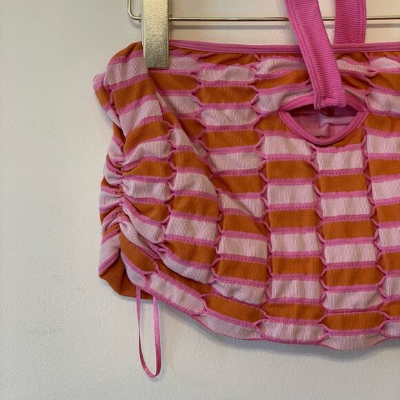 Urban Outfitters XL crop top tube top 90s vibes Barbie pink orange summer beach - Picture 5 of 9